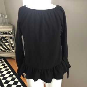 Black aqua peplum top with 3/4 sleeves - size xl